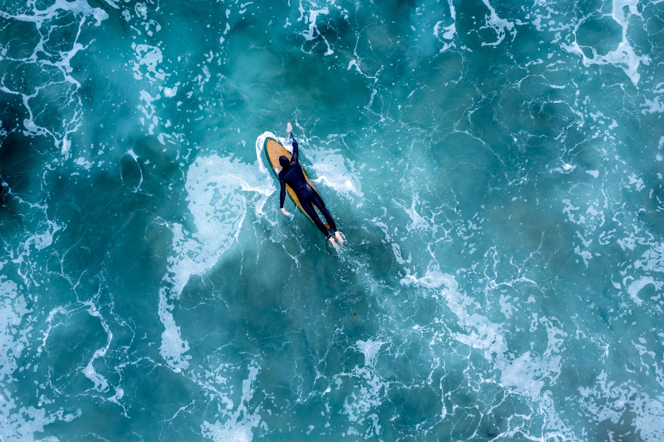 Aerial view of ocean waves